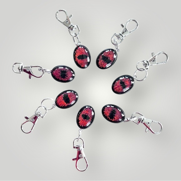 𝑯𝒂𝒏𝒅𝒎𝒂𝒅𝒆 Orange/Red Dragon Eye Keychain w/Gift Bag - Picture 7 of 9